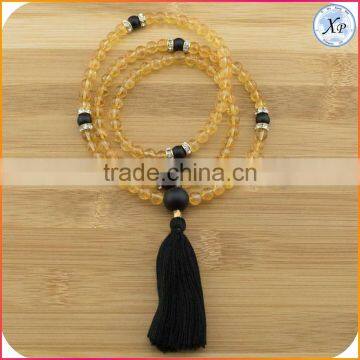 XP-PN-1484 Acrylic Mala Bead Long Tassel Necklace photo-4