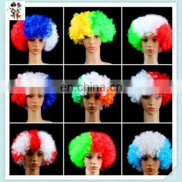 Germany Patriotic Black Red Yellow Cheap Afro Synthetic Football Fan Wigs HPC-0030