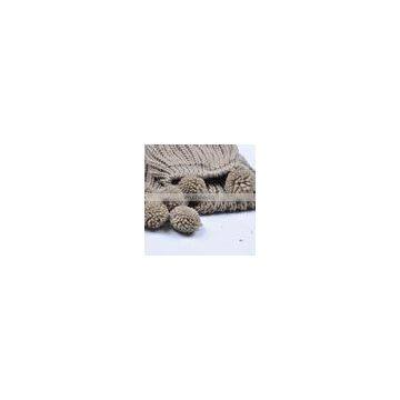 New Design Acrylic Knitted Hat Scarf Attached photo-3
