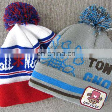 2014 HOT Fashion Embroidery Logo Knitted kids Warm Winter Hats And Caps