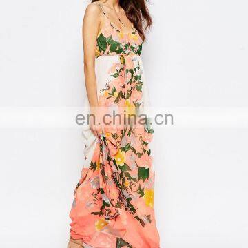 High fashion long party hawaiian floral dress