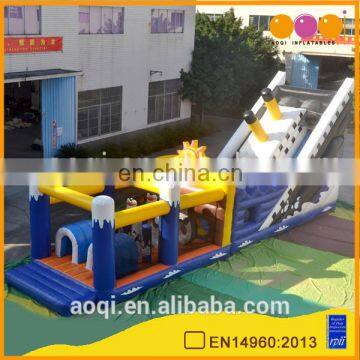 AOQI long inflatable obstacle course blue inflatable obstacle toy obstacle race inflatable for kid