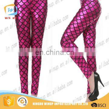 Women Stretchy Snakeskin Fish Scale Mermaid Printing Jeggings Seamless Leggings photo-4