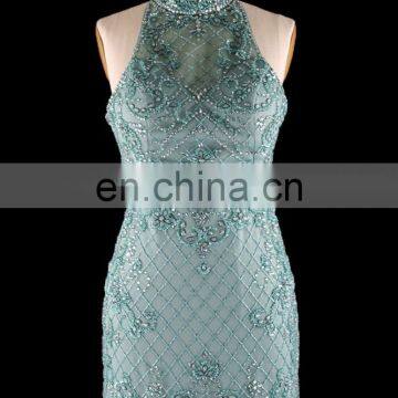 2016 Wholesale New Model Women Sexy Ball Gown Halter Neck Patterns Backless Emerald Green Evening Dress photo-5