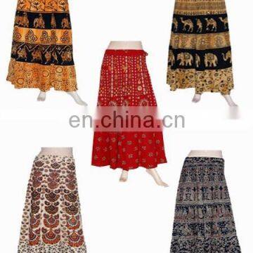 Exclusive Rajasthani Culture Sanganeri Printed Long Skirts,Sari Wrap Skirt , Wrap Around Skirt