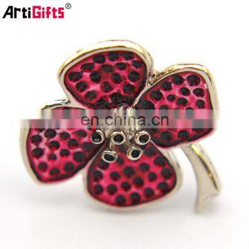 Wholesale Custom Cheap Metal Bulk Korean Magnet Rhinestone Flower Brooch Pin