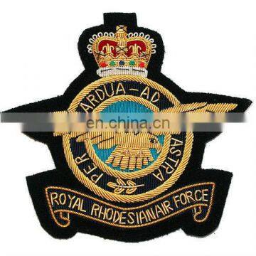 Royal Air Force Hand Made Gold Bullion Cap Badge, crest, patch | Cap Insignia | Air Force Cap Badge |