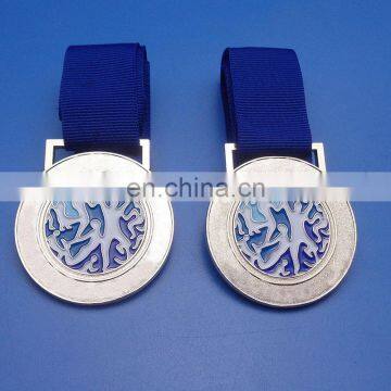 Custom silver round shape soft enameled logo medal for swimming match