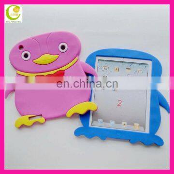 silicone case for ipad case for kids environmtal cartoon penguin shape products for children