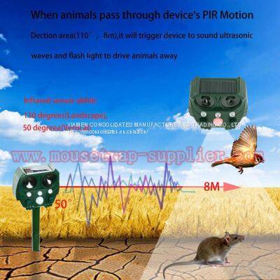 Outdoor Garden Yard Solar Powered Ultrasonic Bird Animal Induction Repeller With LED Light photo-4