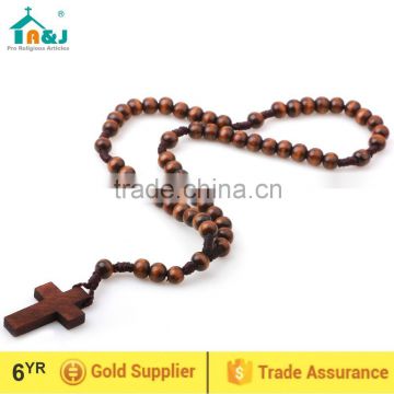 A&J Wood Rosary Catholic Necklace