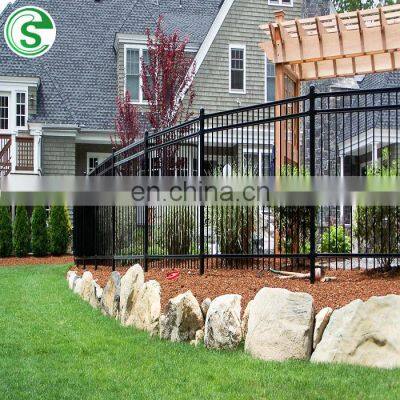 Modern style galvanized steel square pipe railing fence gate, yard cheap wrought iron fence panel for sale