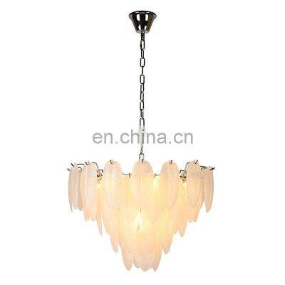 Glass Feather Plume Modern handmade Nordic bedroom Luxury  New Chandelier