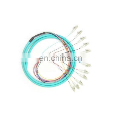 2meters 12 Color LC OM3 50/125  62.5/125  0.9mm Fiber Optic Bundle Pigtail 12color fiber optic pigtails set