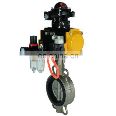 DKV Air Control Wafer Type Butterfly Valve pneumatic cylinder with solenoid valve Pneumatic Butterfly Valve