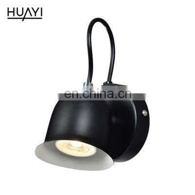 HUAYI Factory Wholesale Black Iron Lamp Body Indoor Bedroom Hotel Wall Mounted LED Wall Lamp