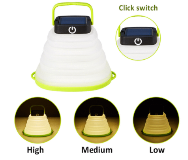 Outdoor Portable USB Charging LED Folding Shrink Hanging Solar Camping Silicone Tent Camping Light