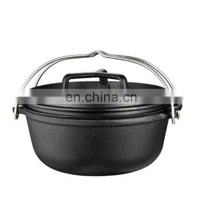 New Cast Iron Stew Japanese Soup Outdoor Picnic Boiled Water Hanging Pot Stew Roast Chicken Pig Iron Hot Pot Dutch P