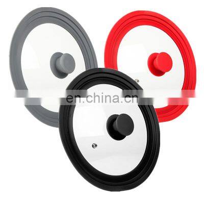 Kitchen Frying Pot Pan Multi Size Silicone Tempered Glass Lids