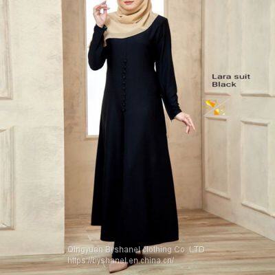 BS-FC1962 Women's Long Sleeve 2 Piece Maxi Dress Muslim Abaya Robe Plain Simple Modern Islamic Arabic Style Casual Dress photo-5