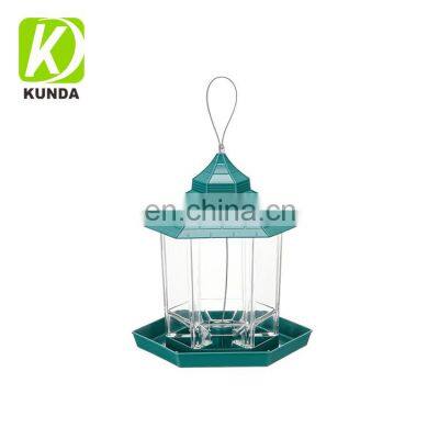 Hexagon Pavilion Designed Garden Plastic Transparent  Hanging Bird Feeder for Mixed Seeds