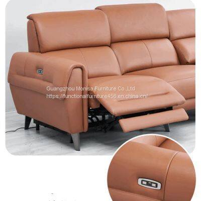 Italian Minimalist Leather Functional Sofa Living Room Combination Italian Light Luxury European Classic Electric Sofa photo-3