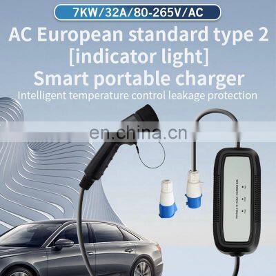 Hot Sale Product AC European Standard Type 2 32A 7KW Portable EV Charger Car Charger Charging Gun(Indicator Light Type) photo-2