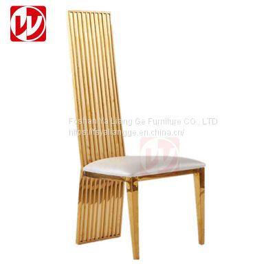 Wholesale Banquet Furniture Event Party Rental Used High Back Gold Stainless Steel Wedding Chairs photo-5