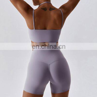 Short Activewear Set Women Active Wear Yoga Push up Women Fitness Sets Custom Sport Bra and Short Set photo-4