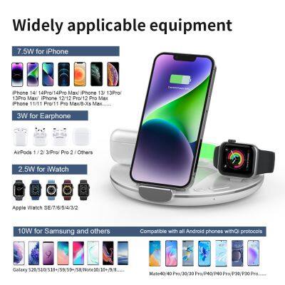 Shenzhen Luxury Led Night Light Foldable Portable 15W Fast Charging 4 In 1 Wireless Phone Charger For Apple photo-6