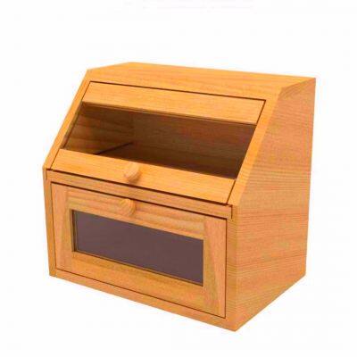 Bread Storage With Clear Windows Kitchen Bamboo Bread Box Wood Bamboo Food Bread Box photo-2