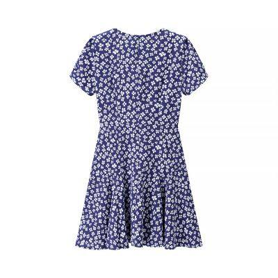 2025 New Short Sleeved Floral Skirt European and American V-neck Ruffle Edge Fake Style Dress photo-3