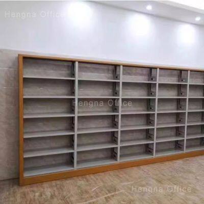 HN-H03 Modern Home Bookshelf, Industrial Steel Library Rack for Home Office, Wood Grain Finish, KD Structure, Factory Custom for Australia photo-4