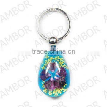 wholesale real flower and insect keychain promotional