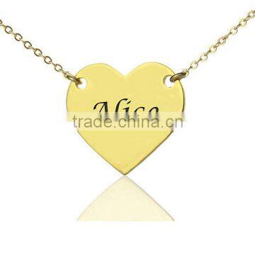 Stainless Steel Engraved Heart Necklace ,Gold Heart Necklace.Engraved Jewelry