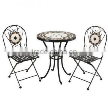 Patio furniture mosaic top bistro set