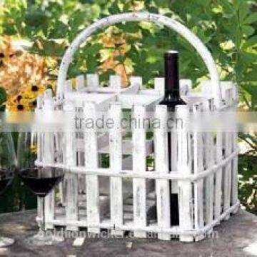 white Wood wine holder basket, picnic basket , handicraft supplies, wine basket