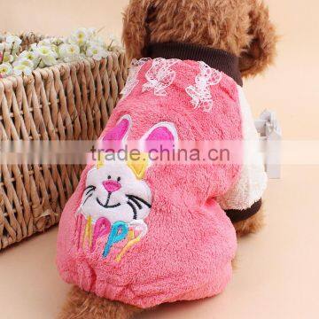 Happy Bunny Four Feet Coral Fleece Dog Clothes Autumn Winter Pet Clothes