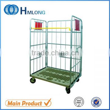 Warehouse wire mesh collapsible roll container trolley cage