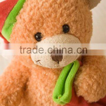 Plush Toy Bear With Christmas Hat and Sock/Sitting High 20cm Soft Chistmas Toy Teddy Bear /Stuffed Toy Light BrownTeddy Bear photo-2