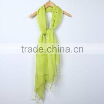 Custom Japan Fashion Women Solid Color Tassel Cotton Linen Pashmina Scarfs photo-4