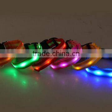 Fashional Colorful led lights pet collars, shining nylon pet necklace