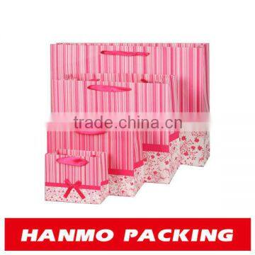 custom printing pink paper bag gift bag with ribbon and handle