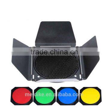 Photographic equipment 4 Color Barndoor for studio shooting with honey comb & color filters set