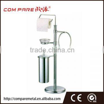 Chrome Iron toilet roll & brush free standing toilet tissue holders