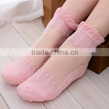 Women summer ultrathin Crystal silk transparent pink socks, sock loom knitting