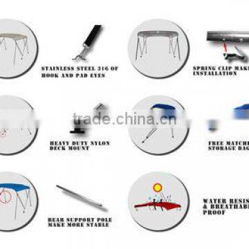 New UV Waterproof 600D Oxford Bimini 3 Bow Boat Top Cover photo-3