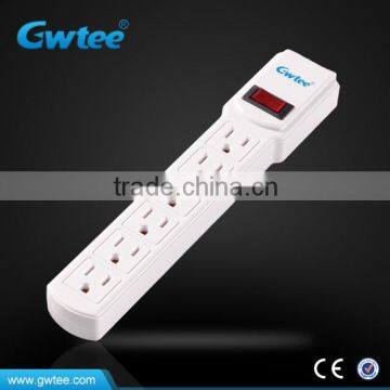 6 outlet USA Standard electrical power strip sockets with single switch