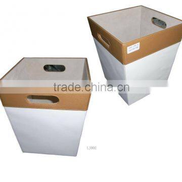 custom luxury wooden leather waste bin