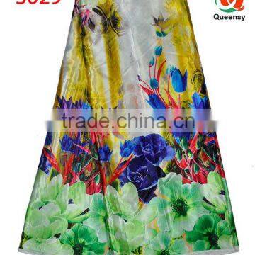 newest design floral printed satin fabric, wholesale price beautiful satin fabric S029